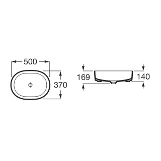 Roca Inspira Round Fineceramic Umywalka nablatowa 50x37x14 cm Biała