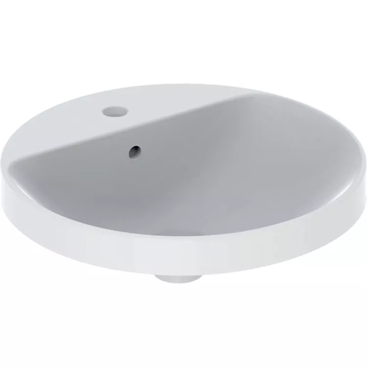 Geberit Variform Umywalka wpuszczana w blat, okrągła, z półką, D48cm, H17.8cm, z przelewem, z otworem na baterię 500.704.01.2 Geberit Variform Umywalka wpuszczana w blat, okrągła, z półką, D48cm, H17.8cm, z przelewem, z otworem na baterię 500.704.01.2