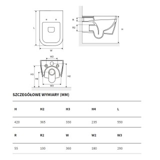 Excellent Quadra No-Rim Komplet WC z deską wolnoopadającą 55x36 cm biały CESD.WCQDRS.K.WH