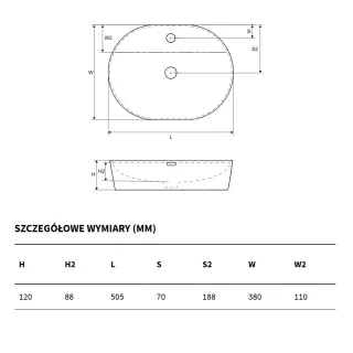 Excellent Ronity 50S Umywalka nablatowa 50x38 cm Biała CEAC.2901.500.WH