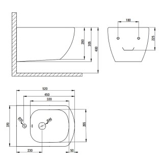 Deante Anemon Bidet wiszący 51x37 cm biały CDZ 6BPW