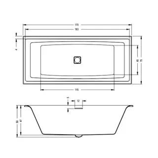 Riho Wanna prostokątna STILL SQUARE 170x75 biała + zagłówek + led