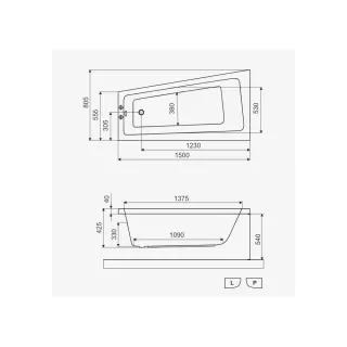 Excellent Ave Side Wanna narożna lewa 150x80 cm Biała WAEX.AVL15WH