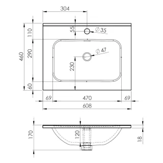 Umywalka wpuszczana SKAPPA 60,8X46 biała