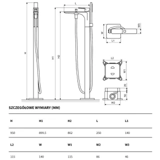 Excellent Keria Bateria wannowa wolnostojąca Czarna AREX.2055BL