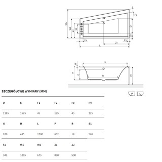 Excellent Sfera Slim Wanna narożna prawa 170x100 cm Biała WAEX.SFP17WHS