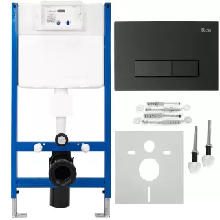 Rea STELAŻ PODTYNKOWY WC + PRZYCISK H BLACK KPL-90006