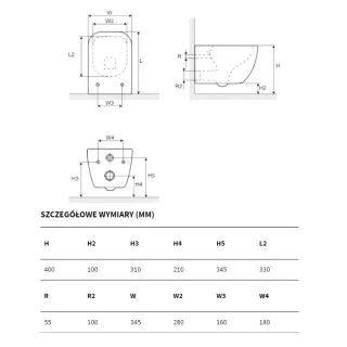 Excellent Ness Miska WC z deską wolnoopadającą 50x34.5 cm Biała CENL.3509.500.WH