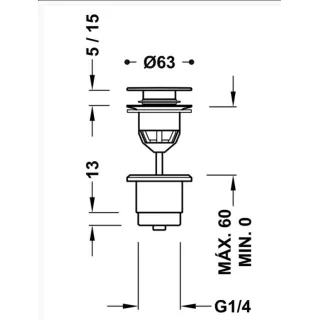 Tres Korek umywalkowy klik-klak Czarny mat