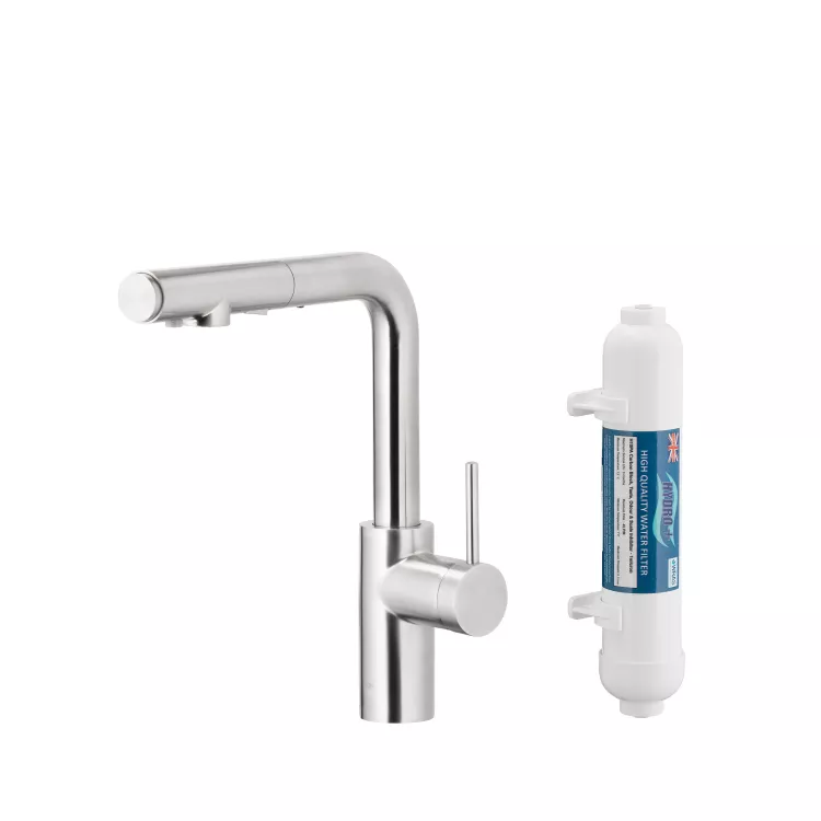 KFA Armatura DUERO PURE BASIC INOX bateria kuchenna z filtracją wody oraz wyciąganą wylewką  6623-112-22