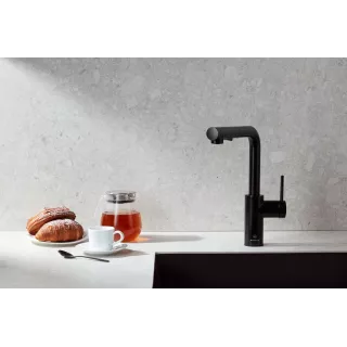 KFA Armatura DUERO BASIC BLACK bateria kuchenna z wyciąganą wylewką 6623-110-81