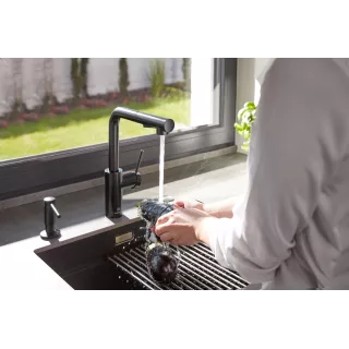 KFA Armatura DUERO BASIC BLACK bateria kuchenna z wyciąganą wylewką 6623-110-81