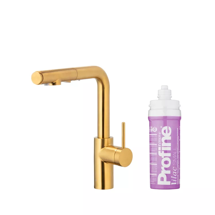 KFA Armatura DUERO PURE BASIC GOLD bateria kuchenna z filtracją wody oraz wyciąganą wylewką  6623-115-31