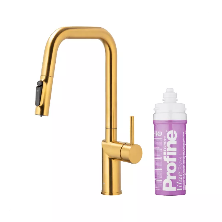 KFA Armatura DUERO PURE STYLE GOLD bateria kuchenna z filtracją wody oraz wyciąganą wylewką  6623-315-31