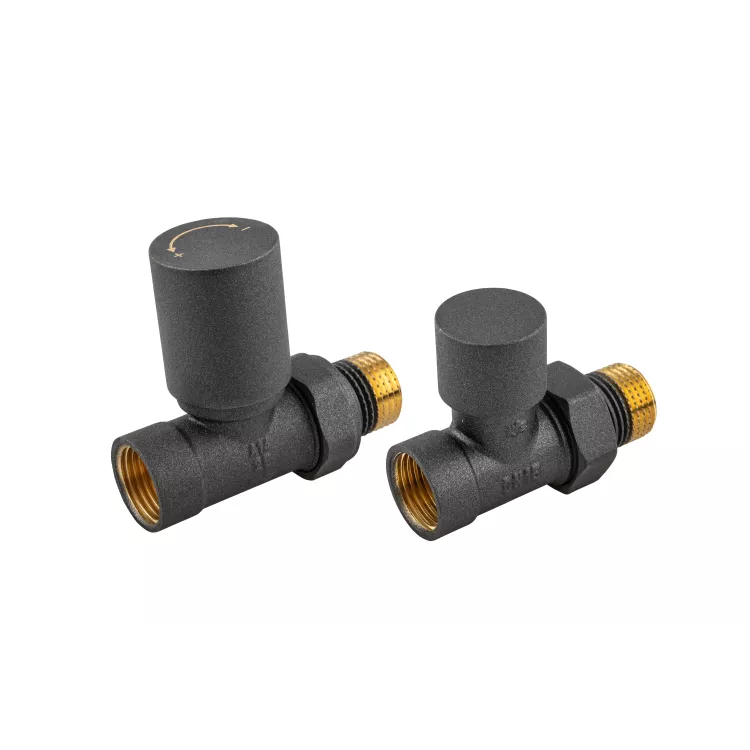 KFA Armatura zestaw grzejnikowy, prosty Komfort PRO, GRAFITOWY 758-030-61-BL