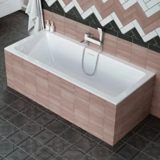 Excellent Heaven Slim Wanna prostokątna z przelewen chrom 180x80 cm Biała