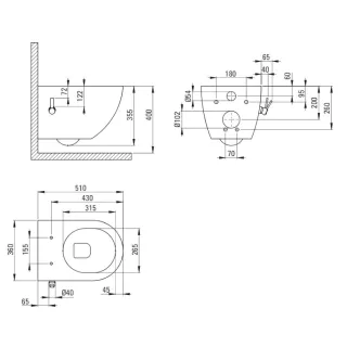 Deante Peonia Toaleta myjąca z deską 51x37 cm biała