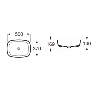 Roca Inspira Soft Fineceramic Umywalka nablatowa 50x37x14 cm biała