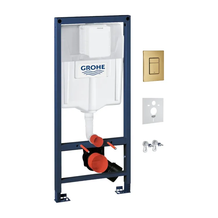 Omnires RAPID podtynkowy zestaw WC 4w1, złoty szczotkowany, GROHE RAPIDSETGLB Omnires RAPID podtynkowy zestaw WC 4w1, złoty szczotkowany, GROHE RAPIDSETGLB