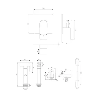 Omnires BARETTI system bidetowy podtynkowy, czarny mat SYSBABI1XBL