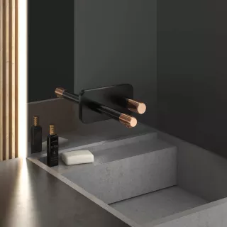 FDesign Ardesia bateria umywalkowa podtynkowa Rose Gold/Black Mat ARD-3PA-25