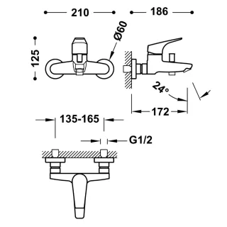 Tres Canigo Bateria wannowa komplet Chrom
