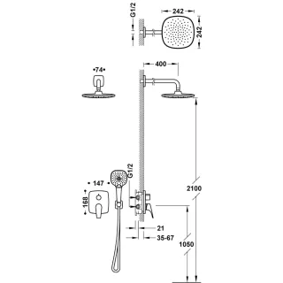 Tres Canigo Zestaw prysznicowy podtynkowy Chrom 21728004