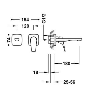 Tres Canigo Bateria umywalkowa podtynkowa Chrom