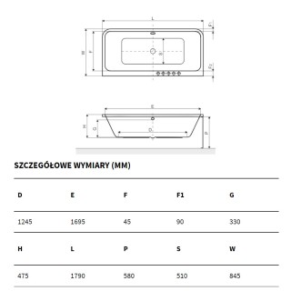 Excellent Arana Wanna przyścienna 180x85 cm Biała WAEX.ARA18WH