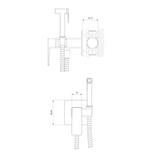 Omnires PARMA system bidetowy podtynkowy, czarny mat SYSPMBI2BL