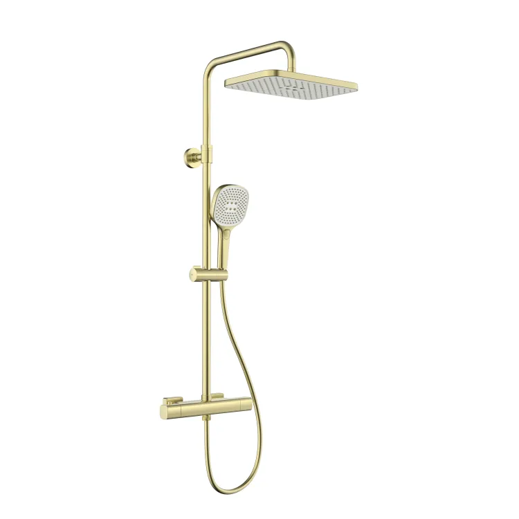 KFA Armatura MALAGA BRUSHED LIGHT GOLD deszczownia z baterią termostatyczną 5756-910-31