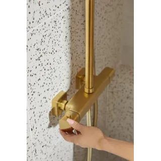 KFA Armatura MALAGA BRUSHED LIGHT GOLD deszczownia z baterią termostatyczną 5756-910-31