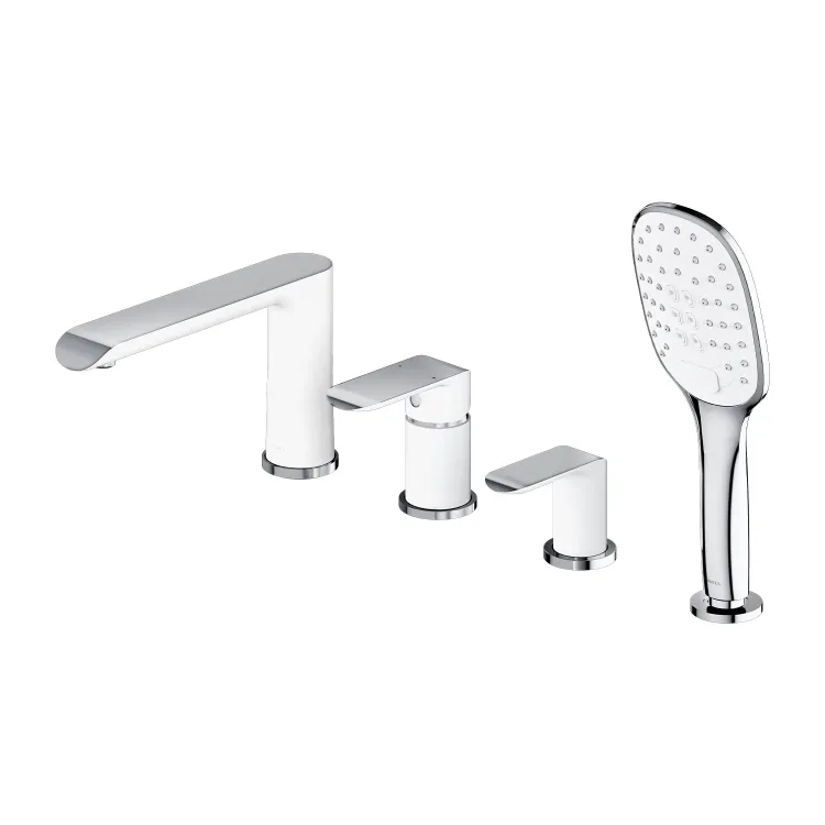 Omnires SACRAMENTO bateria wannowa 4-otworowa, chrom/biały połysk SC2332CRB Omnires SACRAMENTO bateria wannowa 4-otworowa, chrom/biały połysk SC2332CRB