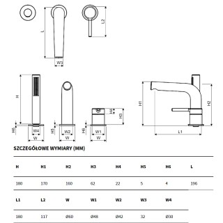 Excellent Pi Bateria wannowa 3-otworowa Złota AREX.1233GL