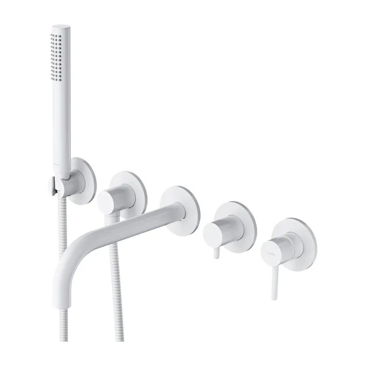 Omnires Y bateria wannowa 5-otworowa podtynkowa z długą wylewką, biały mat Y1237-1WM Omnires Y bateria wannowa 5-otworowa podtynkowa z długą wylewką, biały mat Y1237-1WM
