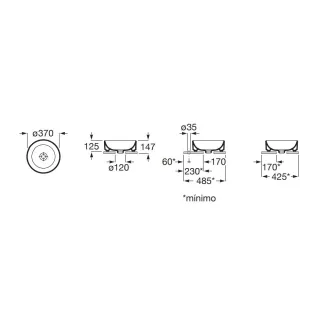 Roca Fineceramic Umywalka nablatowa round 37x37x12.5 cm