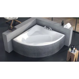 Excellent Glamour wanna narożna 140x140 cm, biały połysk WAEX.GLA14WH