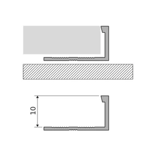 Excellent Profil L licowy prosty 10 mm długość 250 cm, aluminiowy, anodowany inox szczotkowany LIPLAPSZIN.10/250