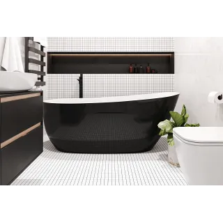 Excellent Comfort wanna owalna 175x75 cm wolnostojąca, biały połysk/czarny połysk WAEX.CMP2.17WB