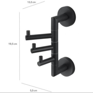 Stella Classic Wieszak potrójny czarny mat 07.330-B