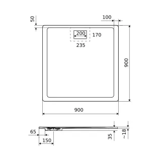 Excellent Lavano brodzik kwadratowy 90x90 cm kompozytowy, beton BREX.1102.090.090.CON