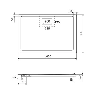 Excellent Lavano brodzik prostokątny 140x80 cm kompozytowy, beton BREX.1103.140.080.CON