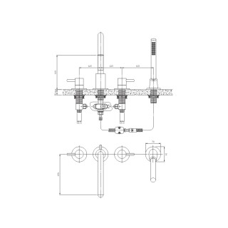 Omnires Y Bateria wannowa 4-otworowa Złota Y1232GL