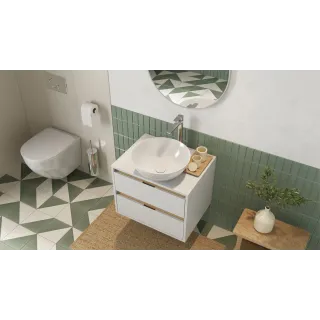 Excellent Design Korek klik-klak umywalkowy, korpus miedziany szczotkowany, pokrywa ceramiczna biała ARIN.1485.K.01.WHCB