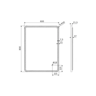 Excellent Corido lustro łazienkowe 80x60 cm prostokątne, oświetlenie LED mata grzewcza, czarny mat DOEX.CO080.060.BL