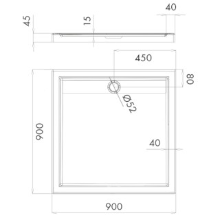 Estra Brodzik kwadratowy kompozytowy 90X90X4,5 biały 3SP.E3K-9090