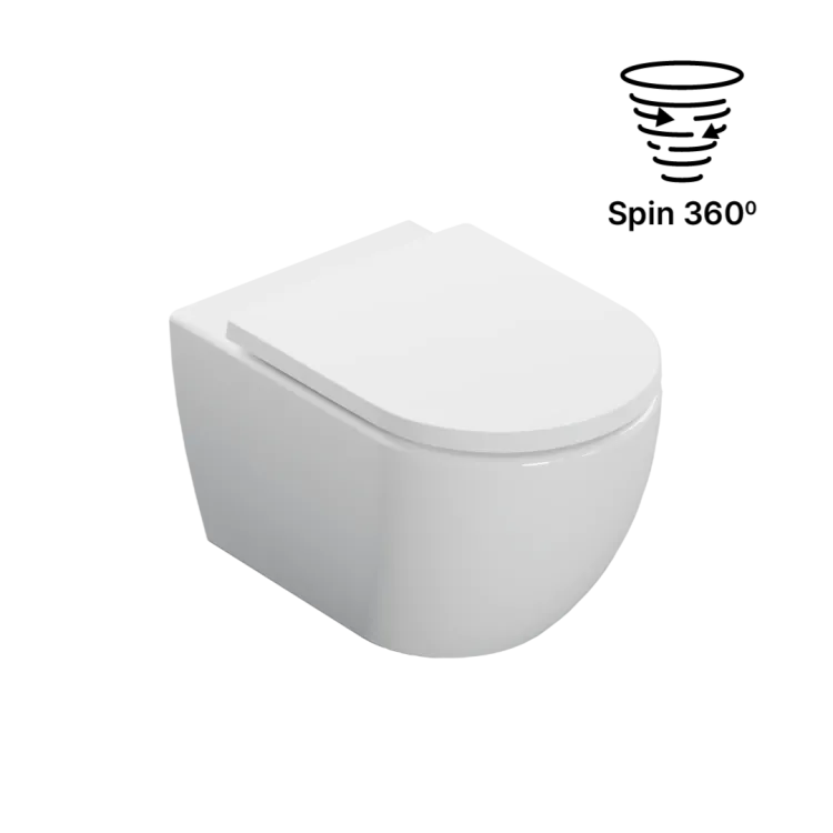 Excellent Stellar miska WC 53,5 cm wisząca bezrantowa, z deską wolnoopadającą, system spłukiwania Spin 360, biały połysk CENL.66
