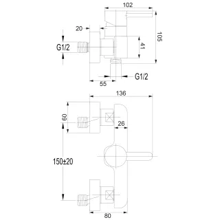 Omnires DARLING bateria prysznicowa, czarny półmat DA5040BL