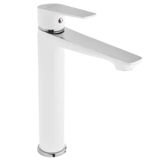 Invena Wysoka bateria umywalkowa Dokos biała BU-19-W02-V