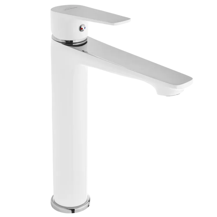 Invena Wysoka bateria umywalkowa Dokos biała BU-19-W02-V